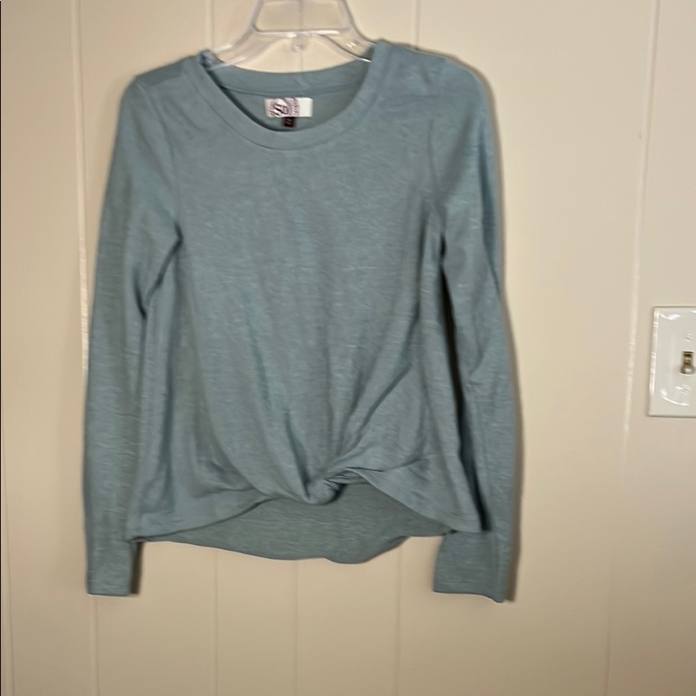 SO Blue Tie Front Long Sleeve Sweatshirt